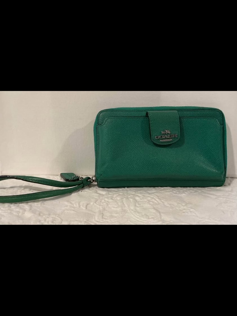 Jade Green Leather Coach Wallet